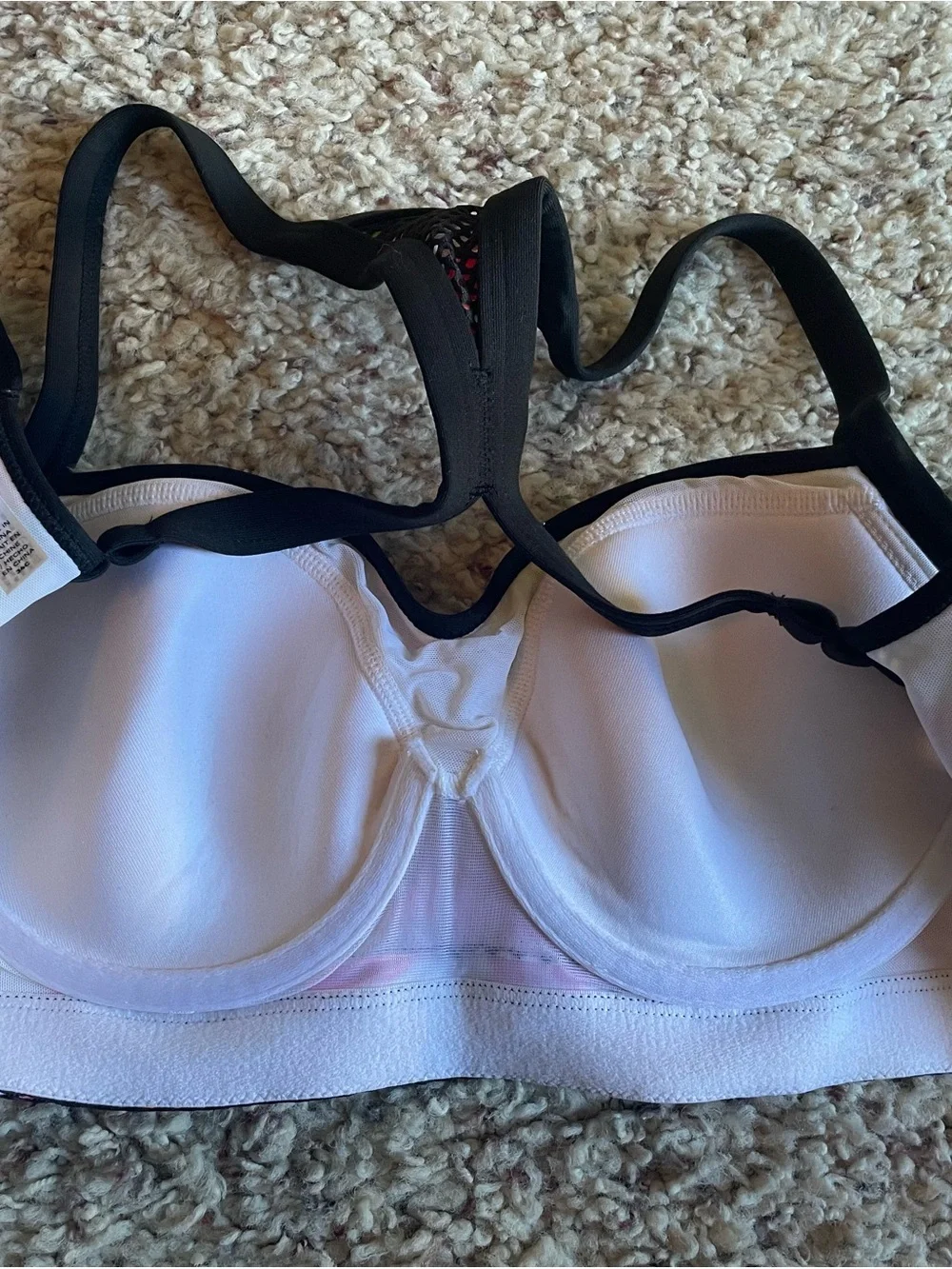 VICTORIA’S SECRET Black Mesh Sports Bra and Leggings with Pink Floral Underlay